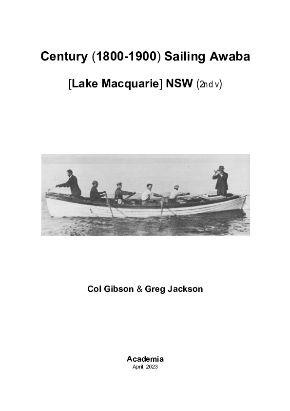 (PDF) Century (1800-1900) Sailing Awaba [Lake Macquarie] NSW (2nd v)