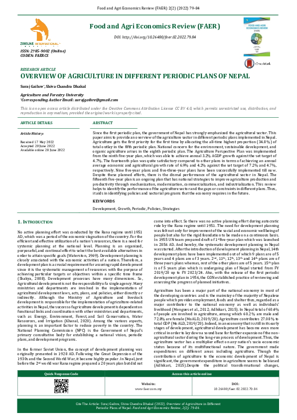 (PDF) Overview of Agriculture in Different Periodic Plans of Nepal