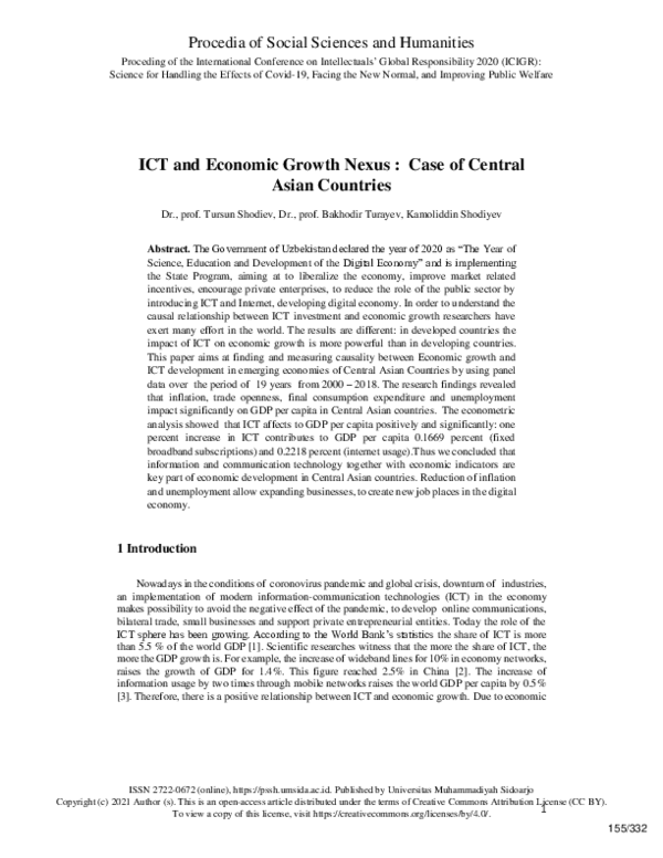 (PDF) ICT and Economic Growth Nexus: Case of Central Asian Countries