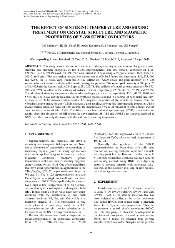 (PDF) The Effect of Sintering Temperature and Mixing Treatment on ...