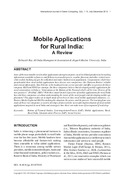 (PDF) Mobile Applications for Rural India
