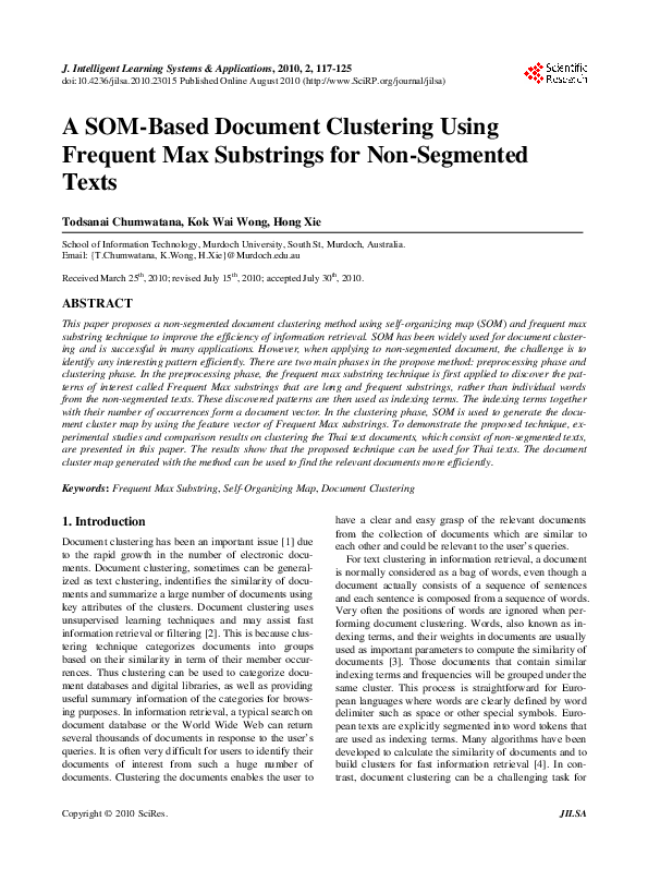 (PDF) A SOM-Based Document Clustering Using Frequent Max Substrings for ...