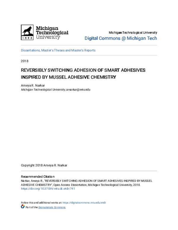 (PDF) Reversibly Switching Adhesion of Smart Adhesives Inspired by ...