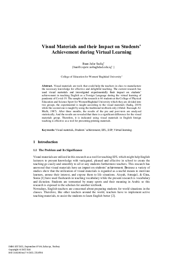 (PDF) Visual Materials and their Impact on Students’ Achievement during ...