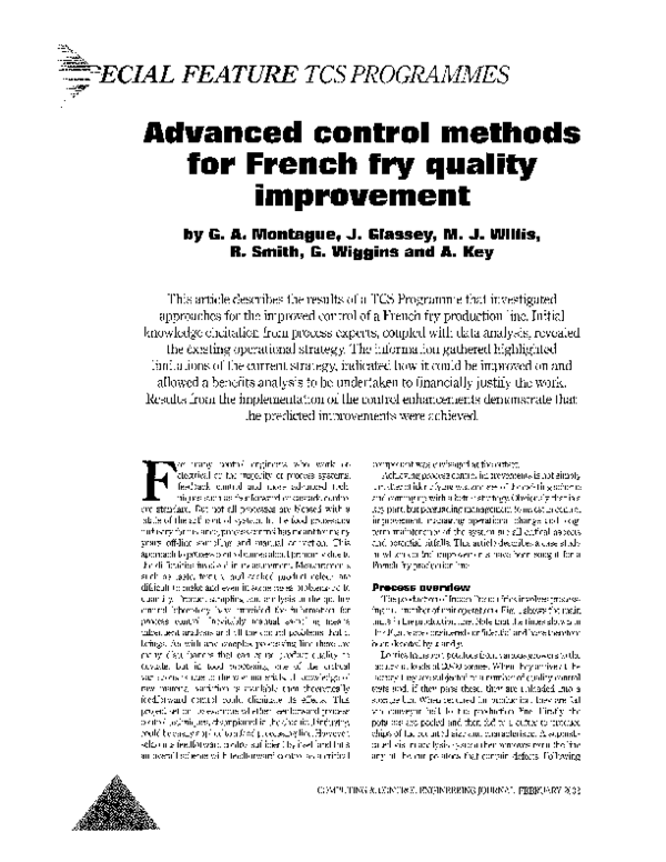 (PDF) Advanced control methods for French fry quality improvement