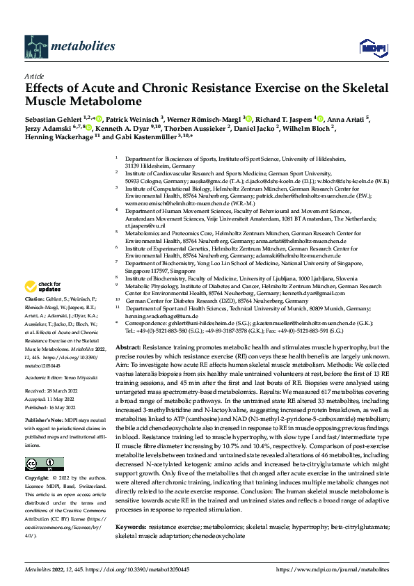 (PDF) Effects of Acute and Chronic Resistance Exercise on the Skeletal ...