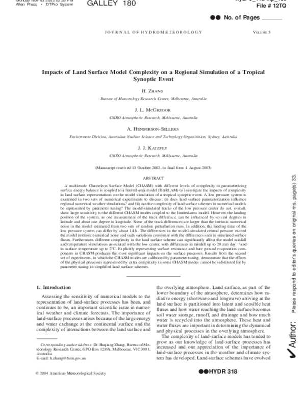 (PDF) Impacts of Land Surface Model Complexity on a Regional Simulation ...