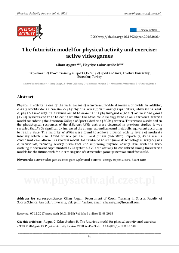(PDF) The futuristic model for physical activity and exercise: active ...