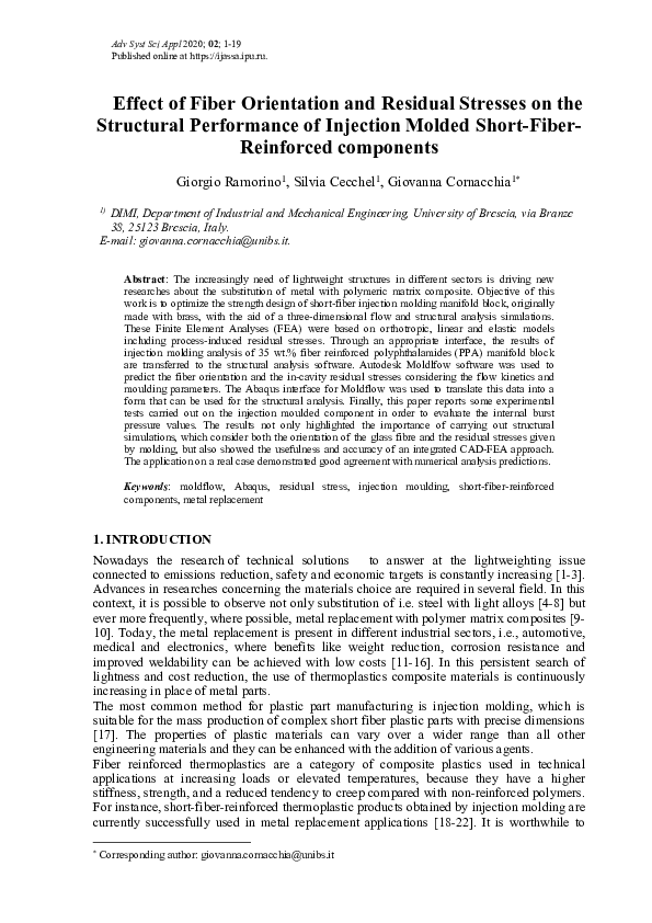 (PDF) Effect of Fiber Orientation and Residual Stresses on the ...