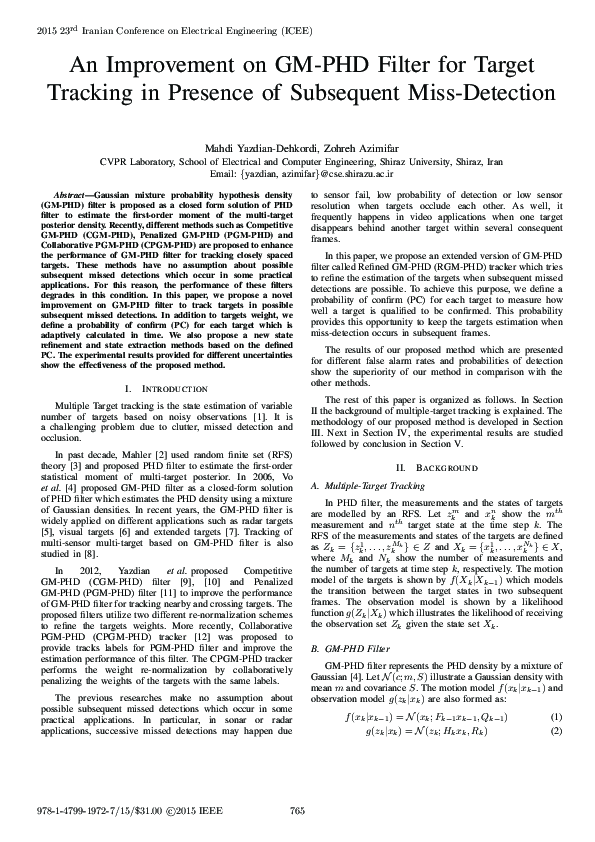 (PDF) An improvement on GM-PHD filter for target tracking in presence ...