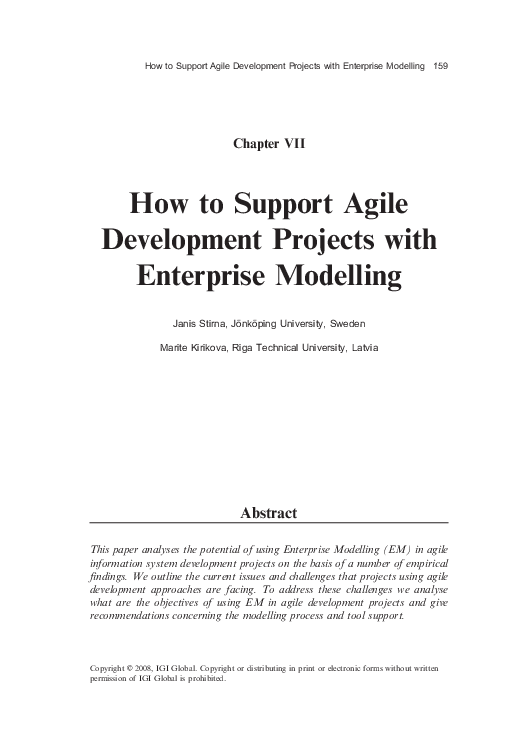 (PDF) How to Support Agile Development Projects with Enterprise Modelling