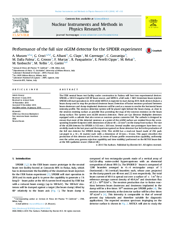 (PDF) Performance of the full size nGEM detector for the SPIDER experiment