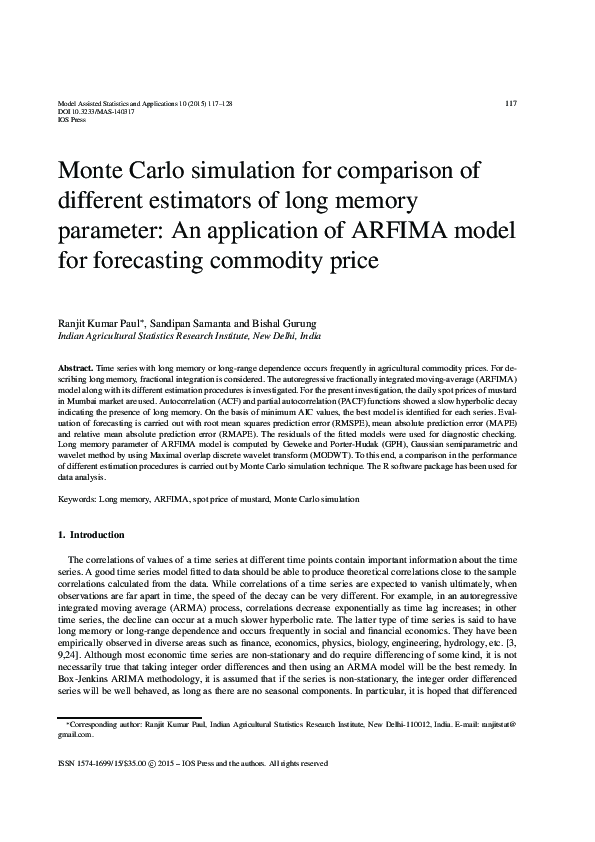 (PDF) Monte Carlo simulation for comparison of different estimators of ...