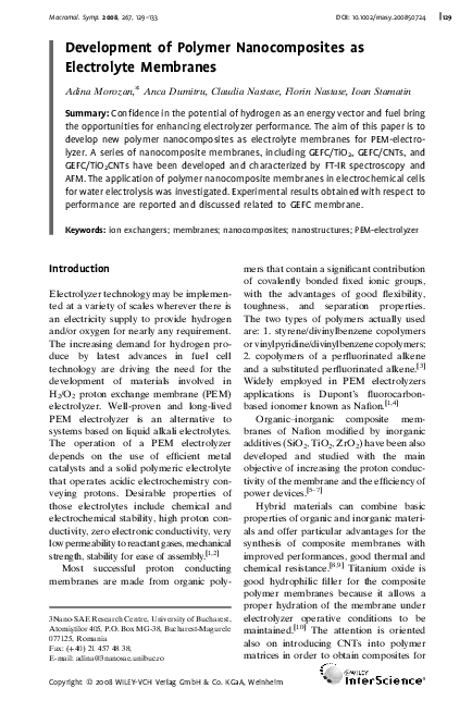 (PDF) Development of Polymer Nanocomposites as Electrolyte Membranes