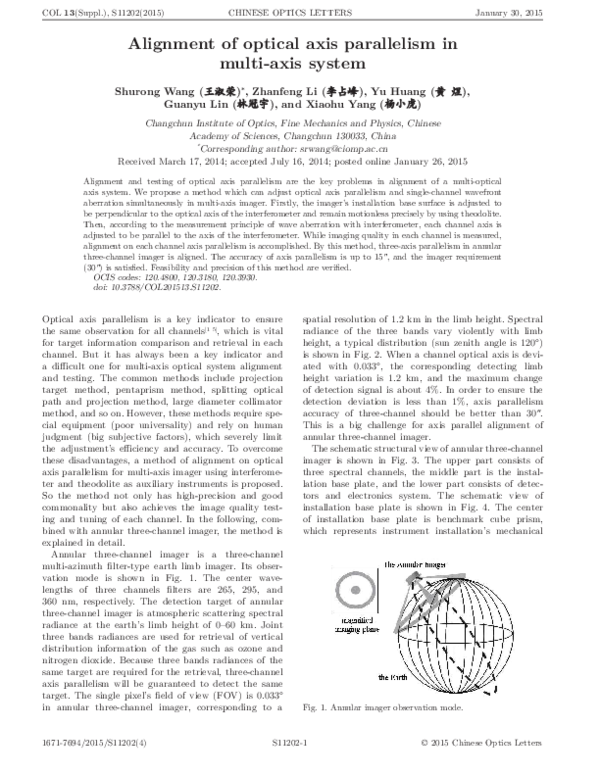 (PDF) Alignment of optical axis parallelism in multi-axis system