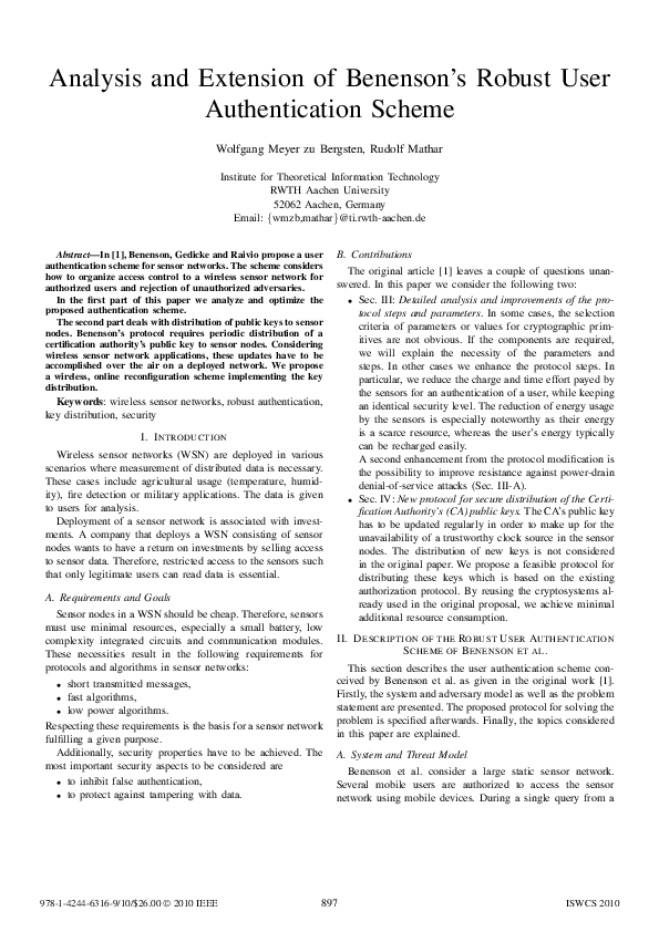 (PDF) Analysis and extension of Benenson's robust user authentication ...