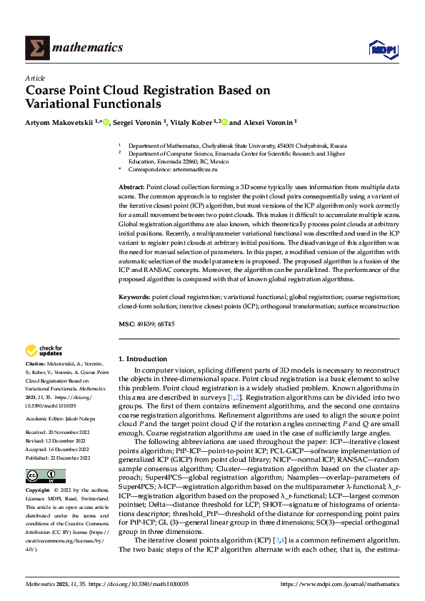 (PDF) Coarse Point Cloud Registration Based on Variational Functionals