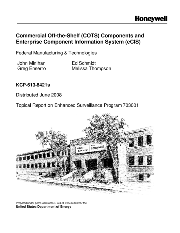 (PDF) Commercial OfftheShelf (COTS) Components and Enterprise Component Information System