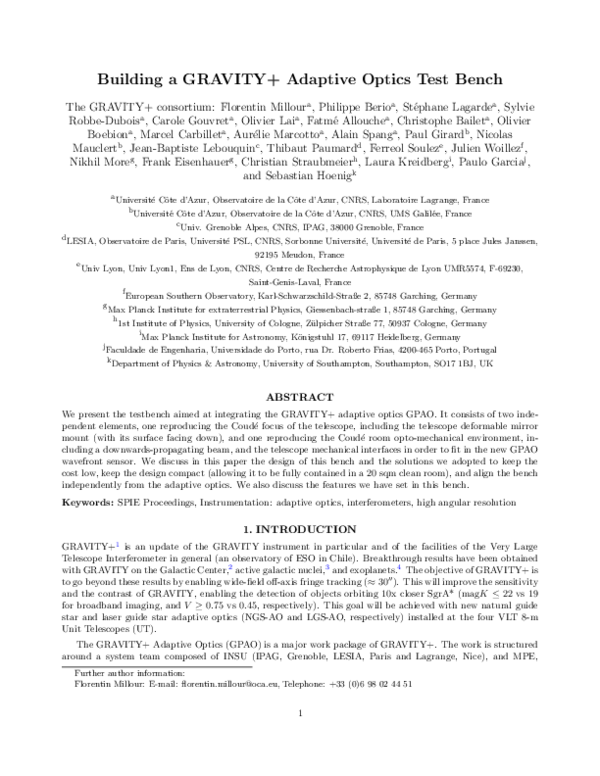 (PDF) Building a GRAVITY+ Adaptive Optics Test Bench Nikhil More