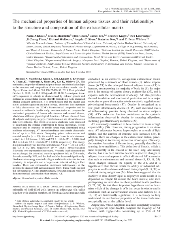 (PDF) The mechanical properties of human adipose tissues and their ...
