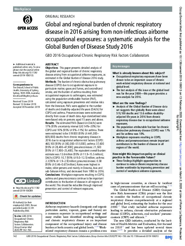 (PDF) Global and regional burden of chronic respiratory disease in 2016 ...