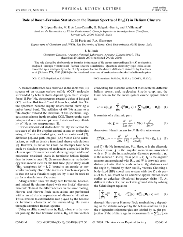 (PDF) Role of Boson-Fermion Statistics on the Raman Spectra ofBr2(X)in ...