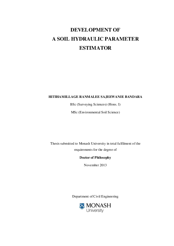 (PDF) Development of a soil hydraulic parameter estimator