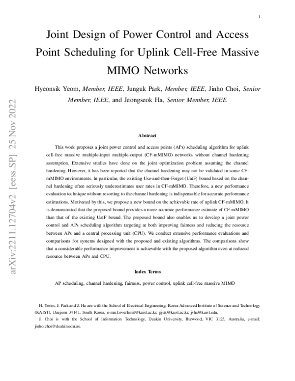 (PDF) Joint Design of Power Control and Access Point Scheduling for ...