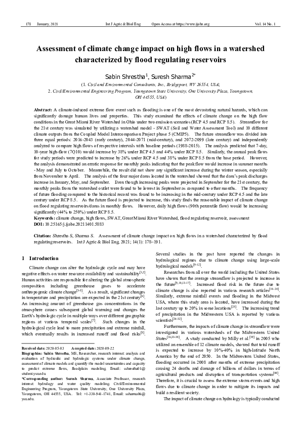 (PDF) Assessment of climate change impact on high flows in a watershed ...