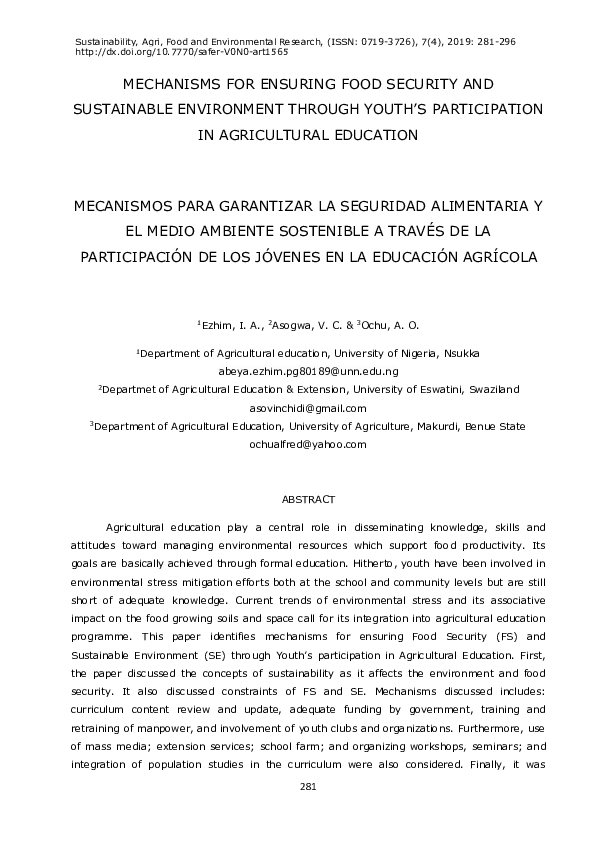 (PDF) Mechanisms for ensuring food security and sustainable environment ...