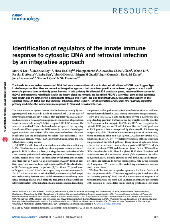 (PDF) Identification of regulators of the innate immune response to ...