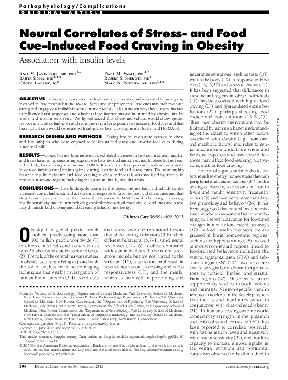 (PDF) Neural Correlates of Stress- and Food Cue–Induced Food Craving in ...