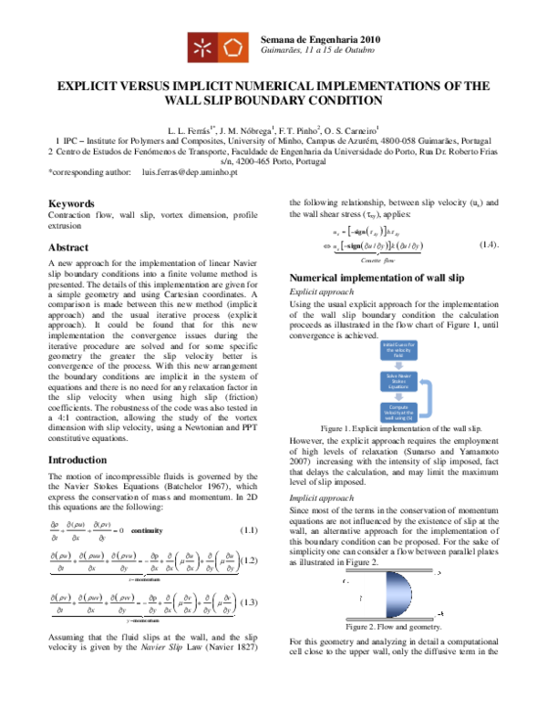 (PDF) Explicit Versus Implicit Numerical Implementations of the Wall ...