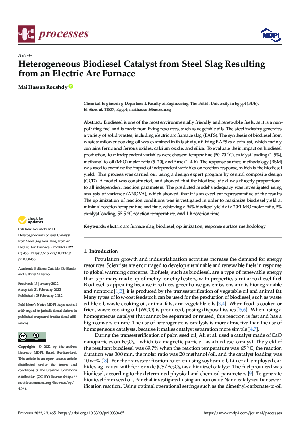 (PDF) Heterogeneous Biodiesel Catalyst from Steel Slag Resulting from ...