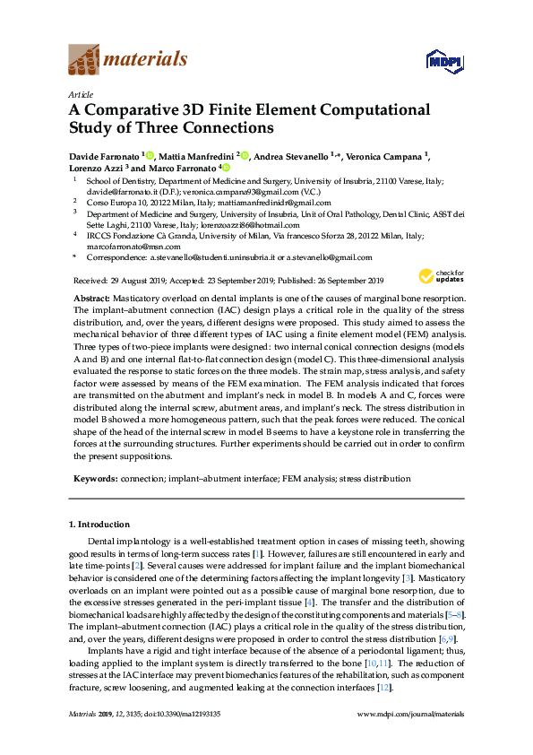 (PDF) A Comparative 3D Finite Element Computational Study of Three ...