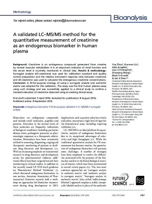 (PDF) A validated LC-MS/MS method for the quantitative measurement of ...
