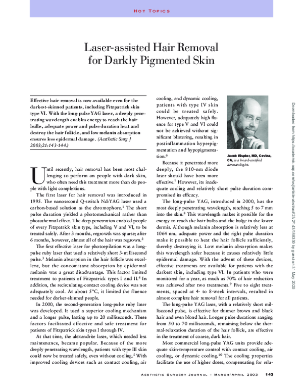 (PDF) Laser-assisted hair removal for darkly pigmented skin