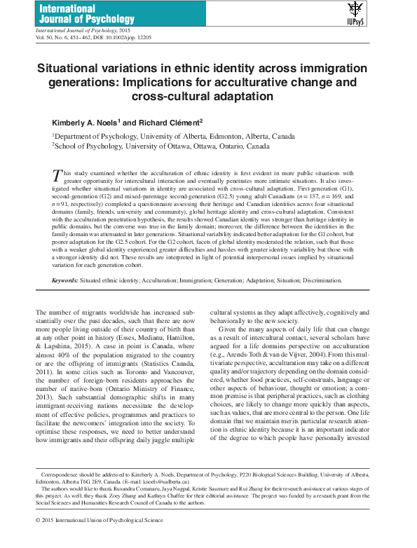 (PDF) Situational variations in ethnic identity across immigration ...