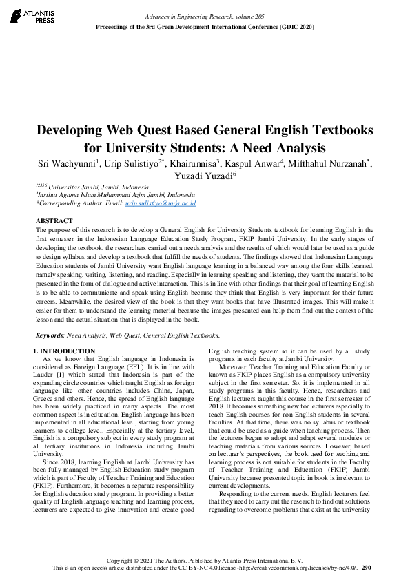 (PDF) Developing Web Quest Based General English Textbooks for ...
