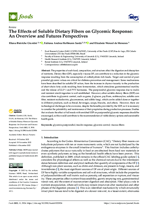 (PDF) The Effects of Soluble Dietary Fibers on Glycemic Response: An ...