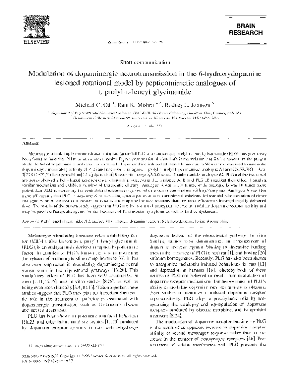 (PDF) Modulation of dopaminergic neurotransmission in the 6 ...