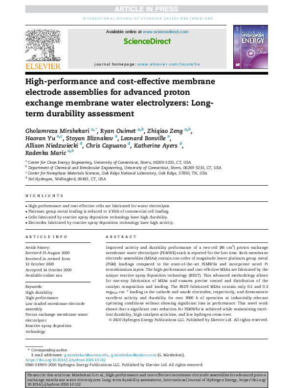 (PDF) High-performance and cost-effective membrane electrode assemblies ...