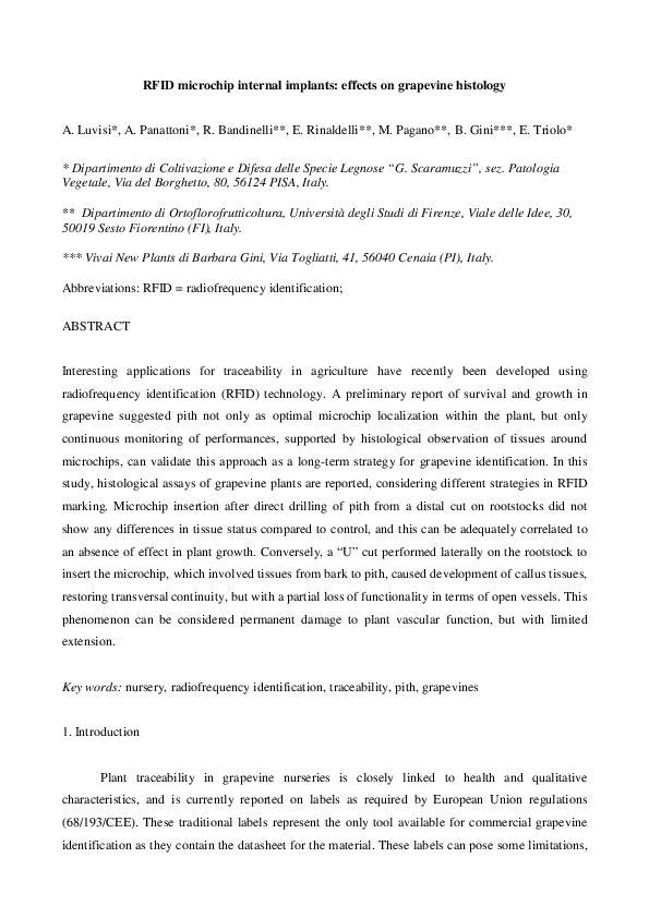 (PDF) RFID microchip internal implants Effects on grapevine histology