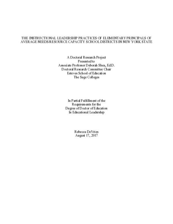 (PDF) The Instructional Leadership Practices of Elementary Principals ...
