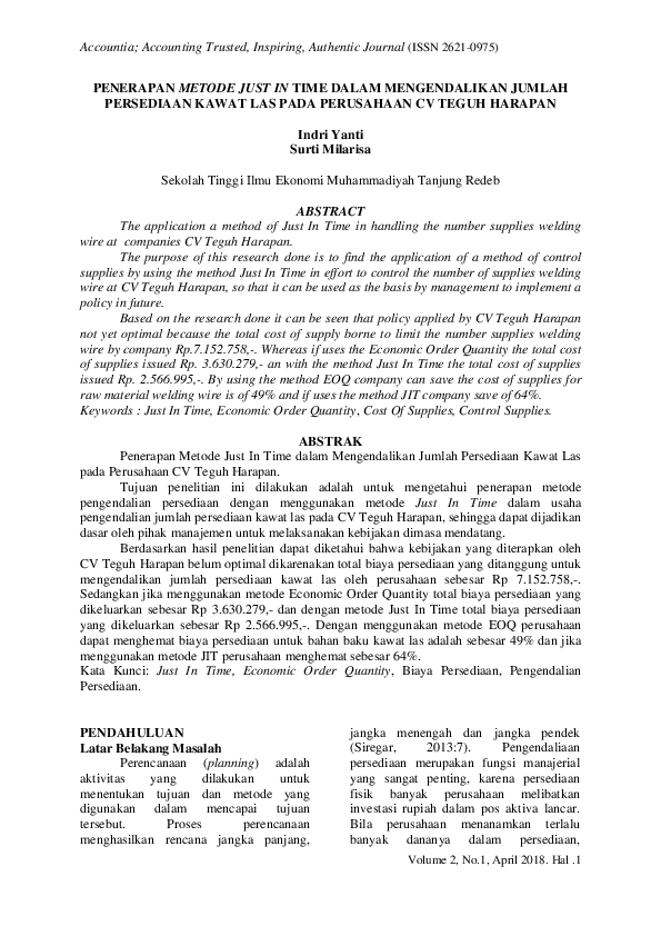 (PDF) Penerapan Metode Just in Time Dalam Mengendalikan Jumlah ...