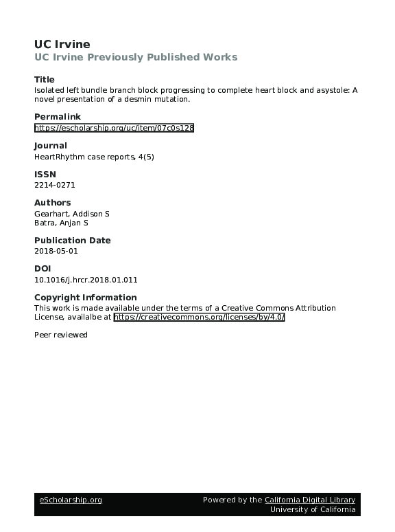 (PDF) Isolated left bundle branch block progressing to complete heart ...
