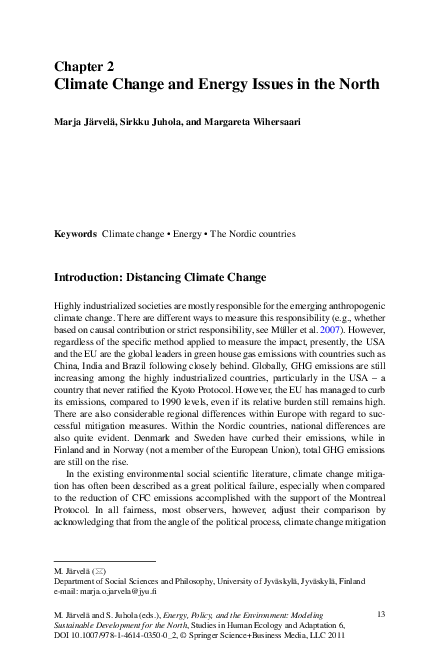 (PDF) Climate Change and Energy Issues in the North