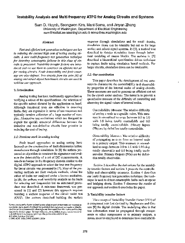 (PDF) Testability analysis and multi-frequency ATPG for analog circuits ...
