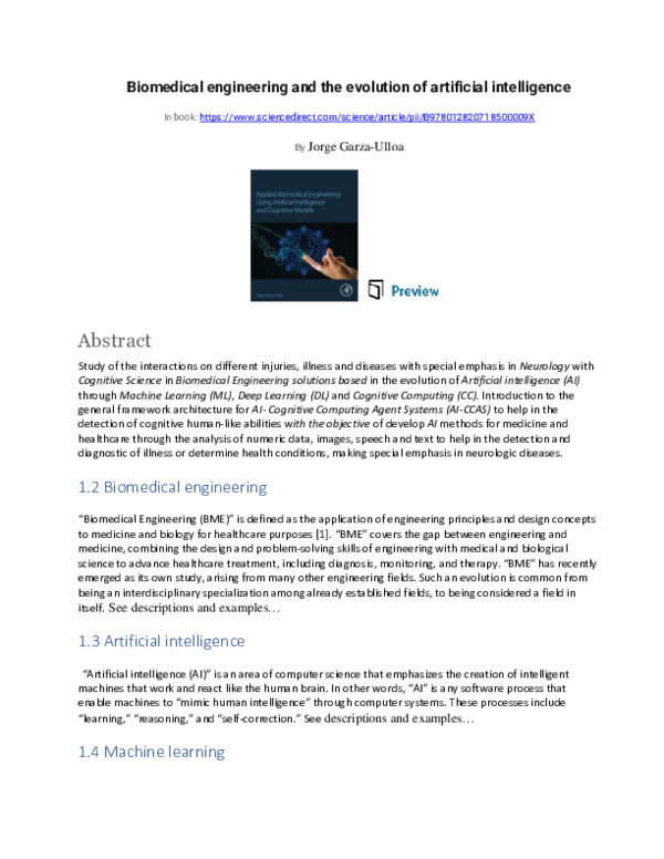 (PDF) Biomedical engineering and the evolution of artificial intelligence