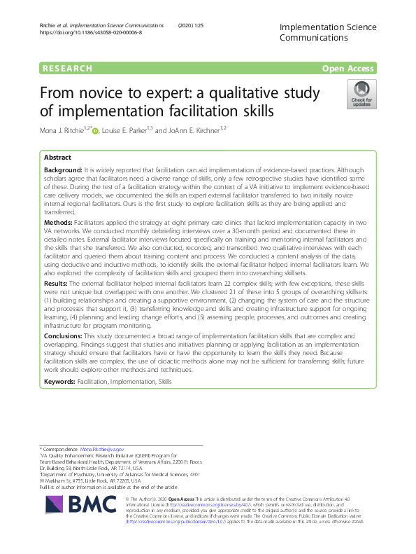 (PDF) From novice to expert: a qualitative study of implementation ...